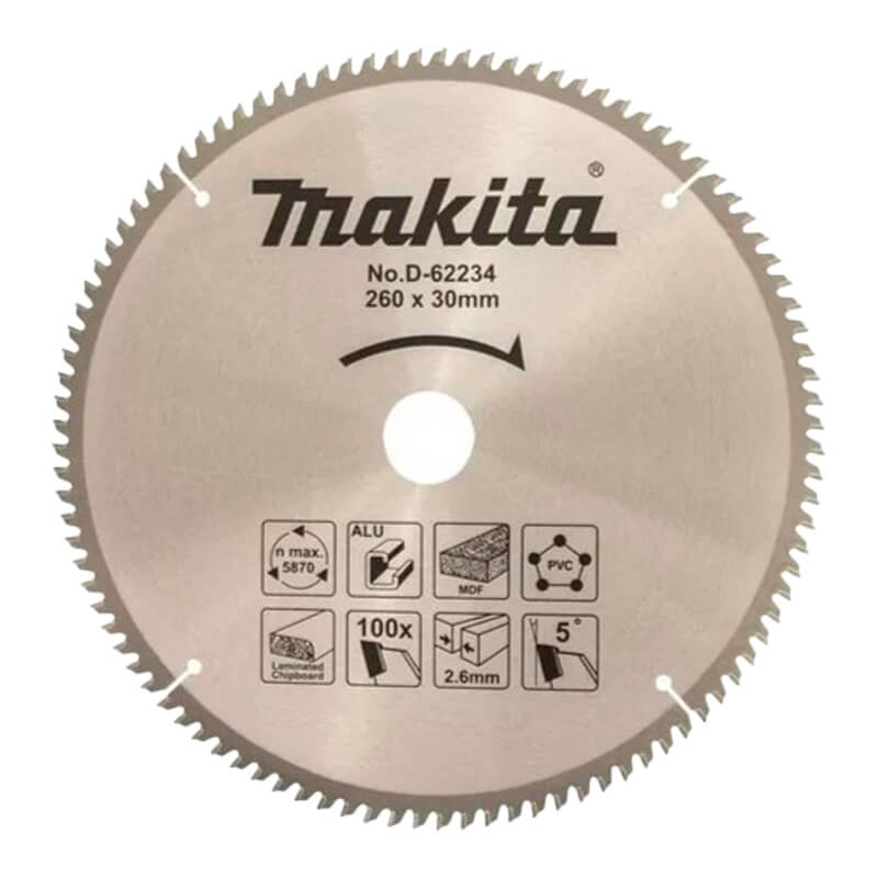 Disco Serra 100 Dentes Multimateriais 260mmX30mm Makita D-62234
