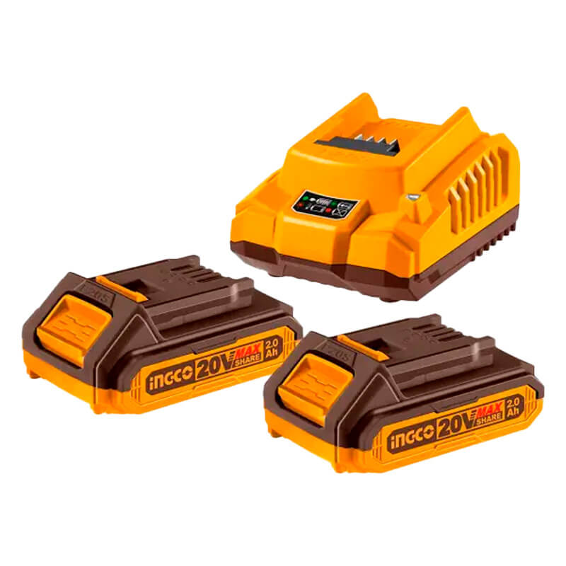 KIT Com 2 Baterias ION-LITIO 2.0AH e 1 Carregador 20V INGCO FBCPK1222-9