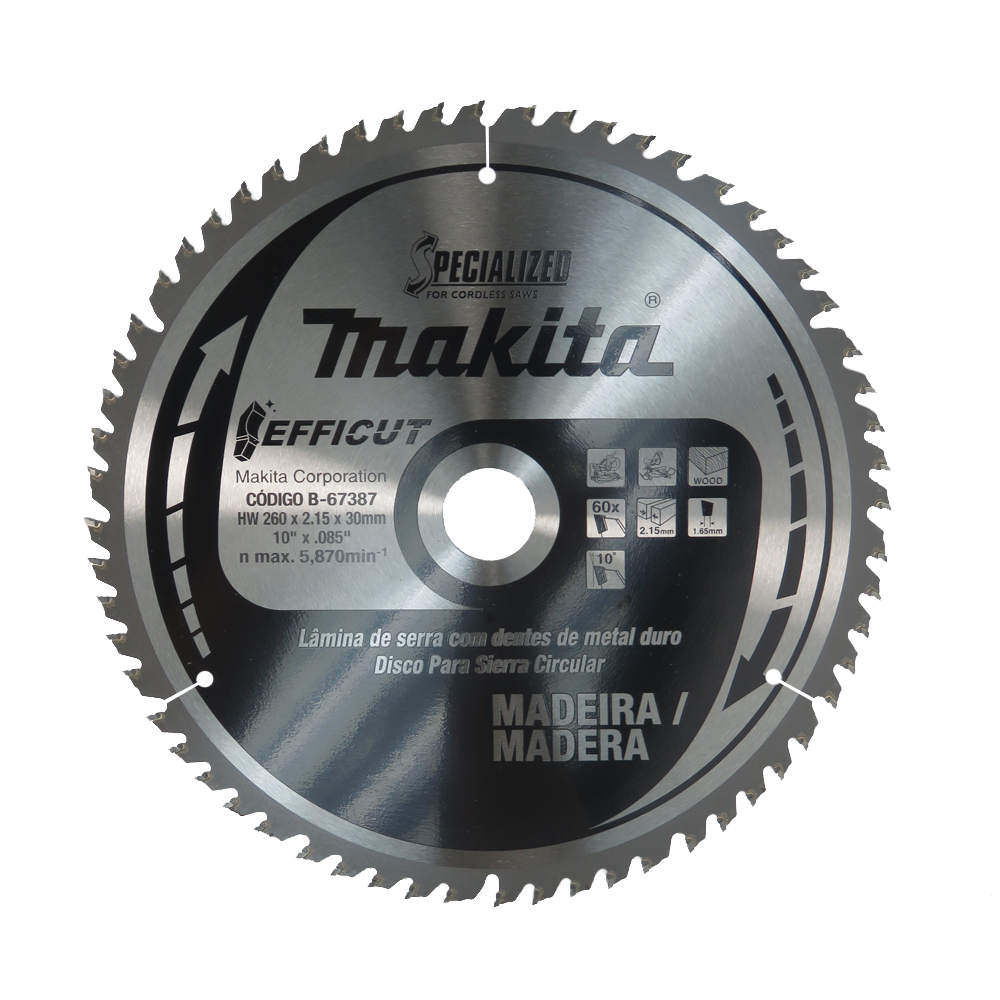 Lamina de Serra TCT 260MM X 30MM X 48T Makita B-67387