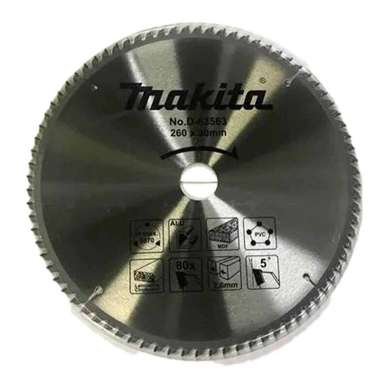Lamina de Serra TCT 260mm x 30mm x 80T Makita D-63563