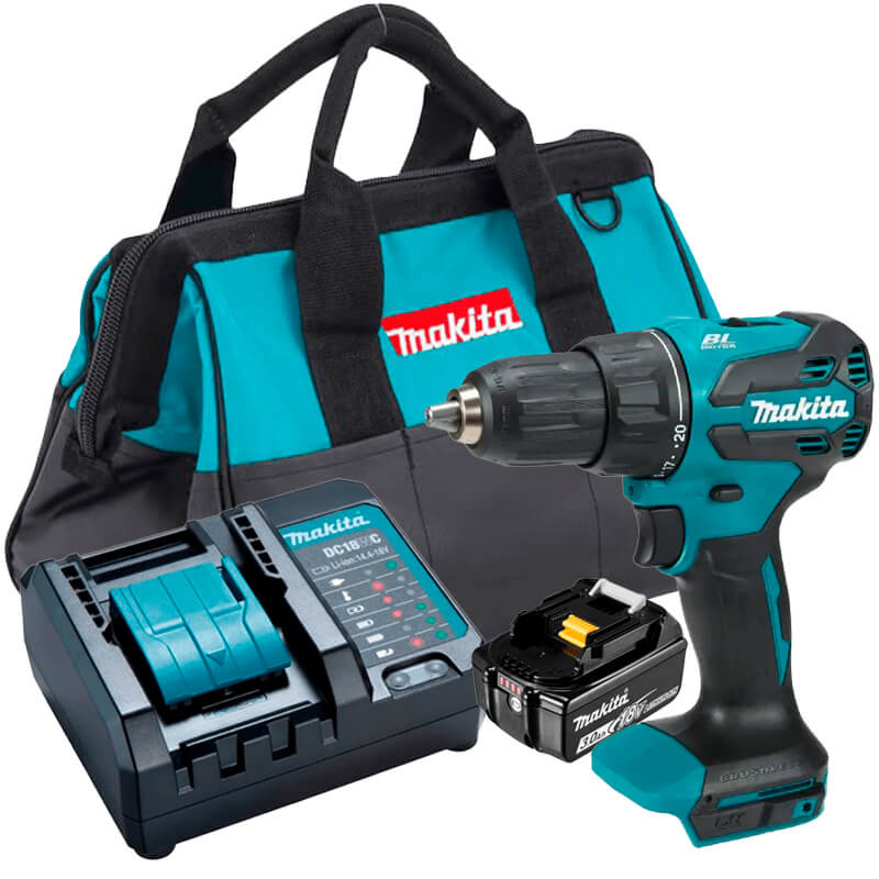 Kit Parafusadeira 18v, Bolsa, Carregador e Bateria LXT Makita DHP490WF1B-P