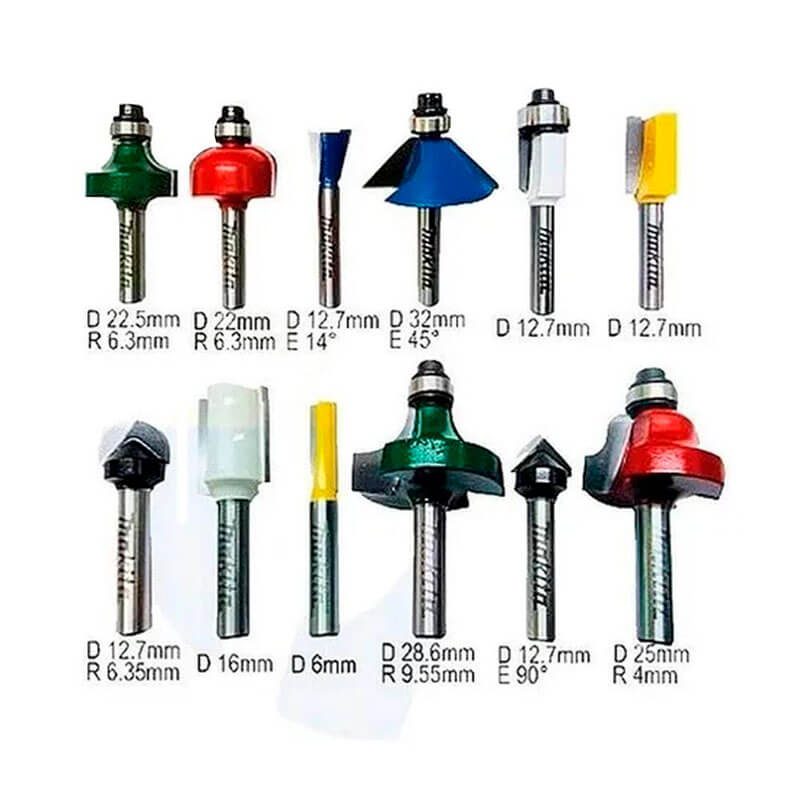 Conjunto De Fresas Para Tupia 6mm 12 Peças Makita A-87921