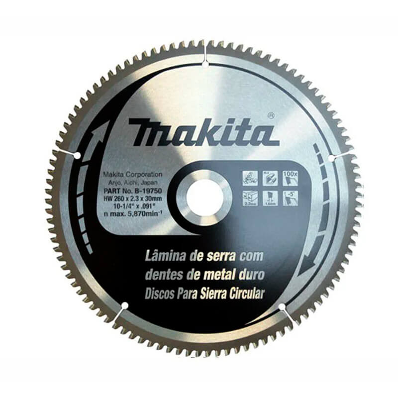 Disco de Serra 100 Dentes 260mm Alumínio Makita - B-19750
