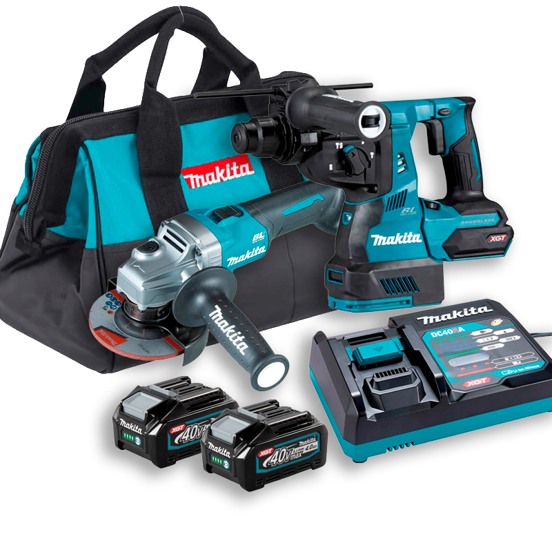 Combo Makita 40v MAX III - 1 HR003GZ + GA025GZ + 2 BL4040 + DC40RA127V+ bolsa de brinde.